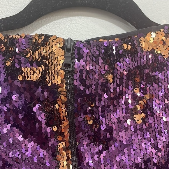 Bardot Sequin Micro Mini Dress Womens 4 Purple Short Sleeve V Neck Back Zip NWT - Picture 6 of 6